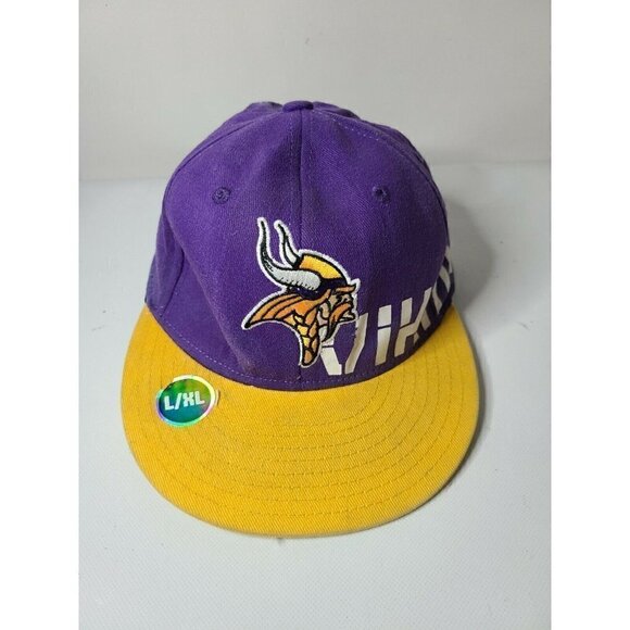 Nfl Mens Minnesota Vikings Baseball Hat Cap L/XL Purple Yellow Fitted - Picture 1 of 8